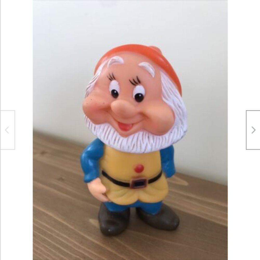 Vtg 5" HAPPY Dwarf Seven Dwarves Walt Disney Squeaky Soft Vinyl Toy Hong Kong
